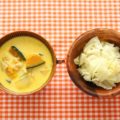カボチャと鳥ひき肉のカレー風味スープ